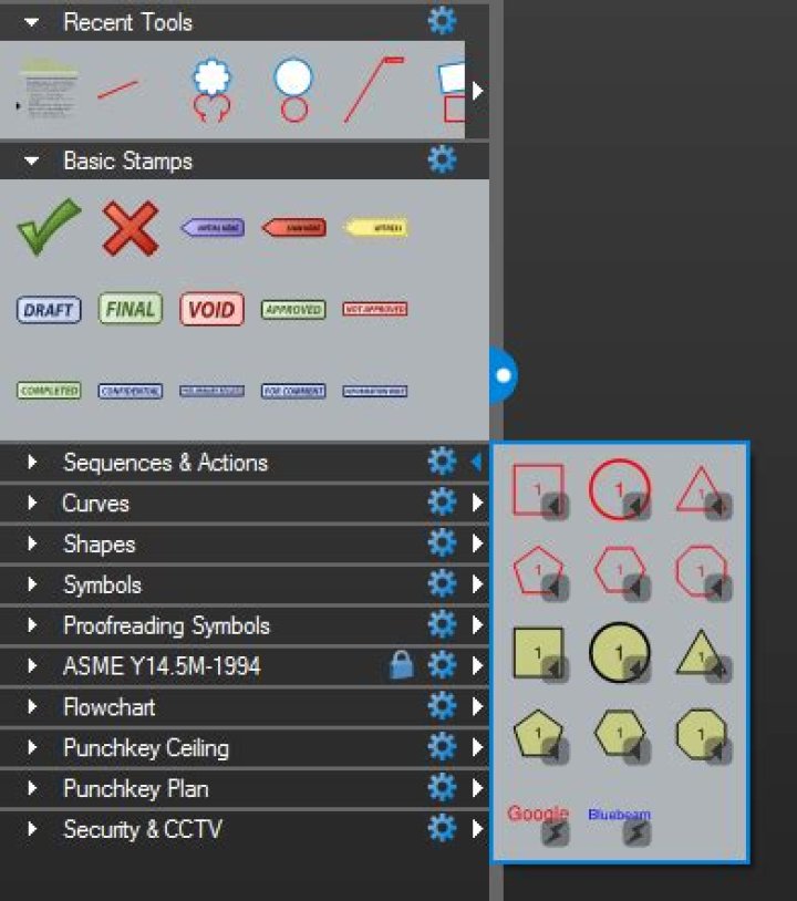 Where are the symbols in Bluebeam?